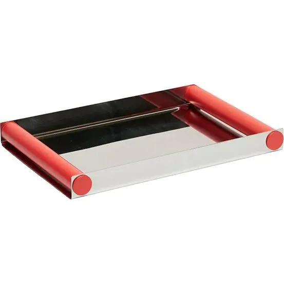 Design Letters Plateau Ray Tray Disco Corail Rouge - Acier Inoxydable