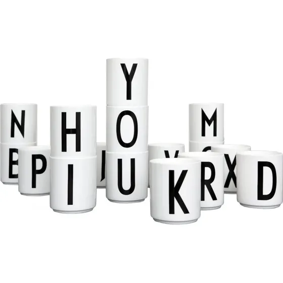 Design Letters Tasse en Porcelaine Fine Bone China - Lettre T - Blanc