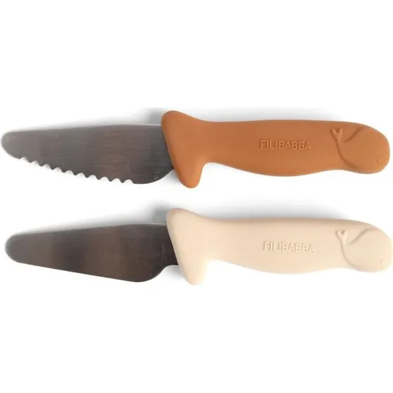 Filibabba Lot de 2 couteaux d'apprentissage Cannelle et Ivoire