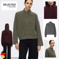 Selected Women Cardigan Tricot Chaud Col Roul Fermeture clair