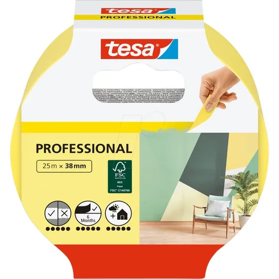 tesa Ruban de masquage 38 mm x 25 m jaune