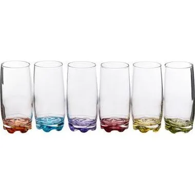 Tineau Lot de 6 Verres à Eau 38cl Multicolore