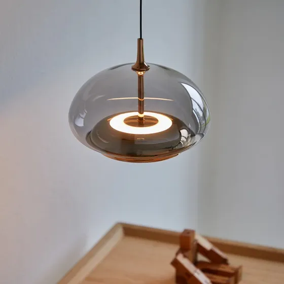 Loom Design Suspension Avalon Verre Fumé et Or Rose