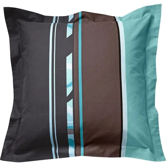 Becquet Taie d'oreiller rayures fantaisie bleu