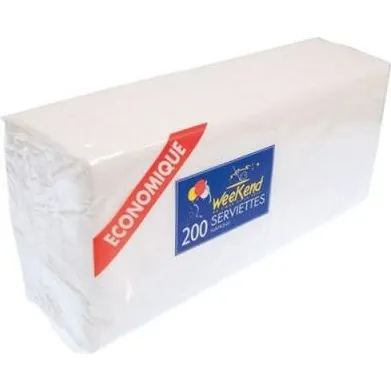 PUBLI EMBAL Serviettes Blanches 33x33 cm 200 units