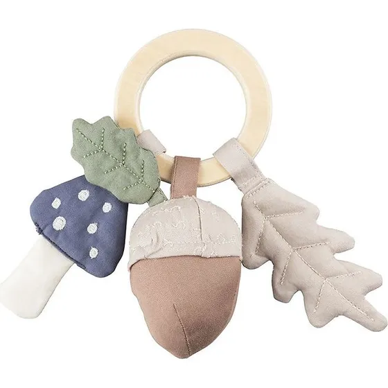 Sebra Hochet Feuille/Champignon/Gland - Bois & Coton Bio