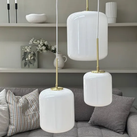 Dyberg Larsen Suspension Silvia 20cm - Verre Opale et Laiton