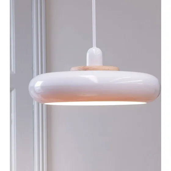Dyberg Larsen Suspension Planet Blanche avec Anneau en Bois