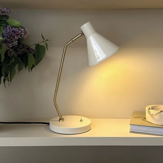 Lampe à poser Dyberg Larsen Sleep - Blanc et Laiton Antique