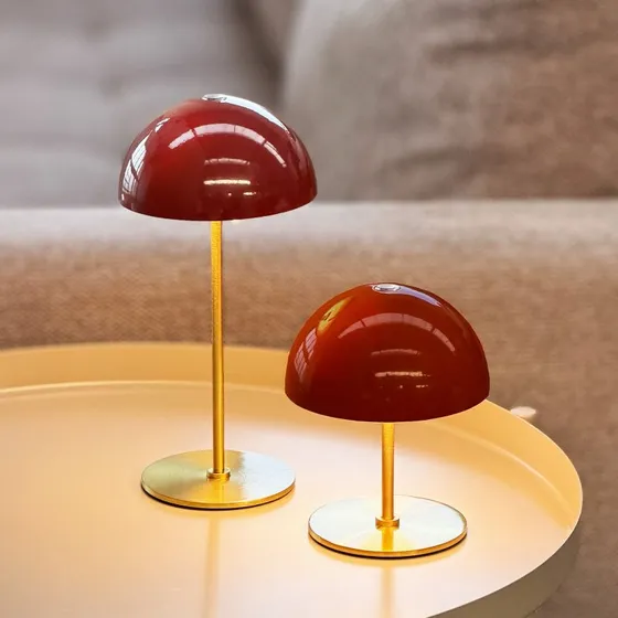 Dyberg Larsen Lampe de table LED rechargeable Along, rouge, lot de 2