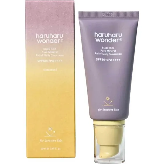 Haruharu Wonder Crème Solaire Minérale au Riz Noir SPF50+ 50ml