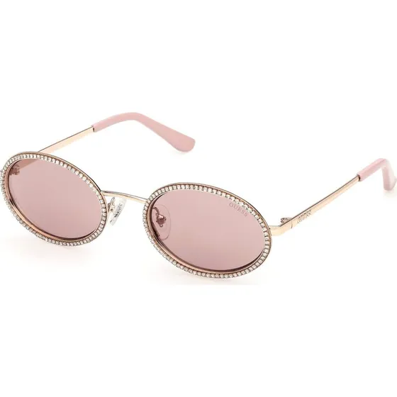 Guess GU00295 32S Lunettes de soleil rondes en métal Or et Bordeaux