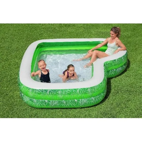 Bestway Piscine Gonflable 2 Chambres Tropicale Vert 231x231x51 cm