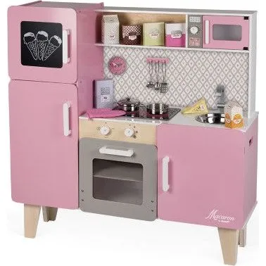 Janod Grande Cuisine Macaron Rose en Bois avec Accessoires