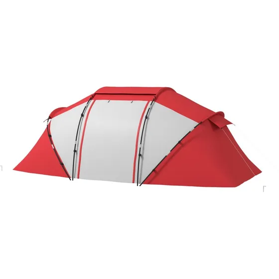 Outsunny Tente Familiale 4-6 Pers 2 Cabines Gris-Rouge