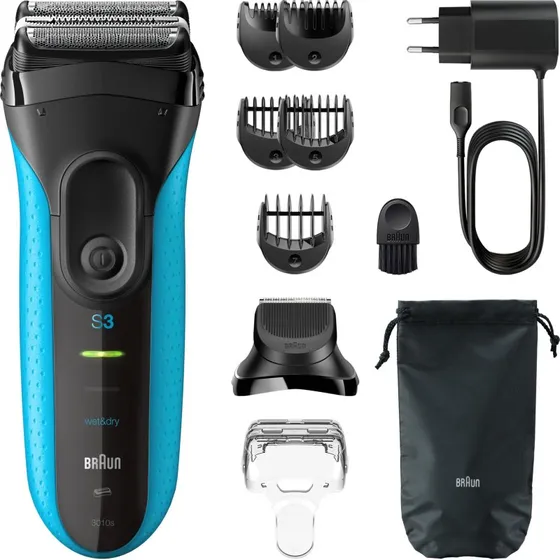 BRAUN Series 3 Shave & Style 3010BT - Rasoir Électrique Wet & Dry Noir/Bleu