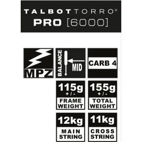 Talbot Torro Pro 6000 - Raquette de squash carbone 155g