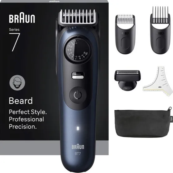 Braun BT7520 Tondeuse À Barbe Series 7, Bleu, 40 Longueurs