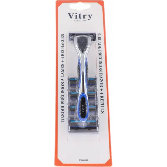 Vitry Rasoir Précision 5 Lames + 4 Recharges