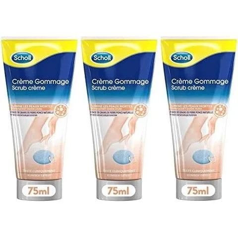 SCHOLL Lot de 3 Crèmes Gommage Pieds 75ml