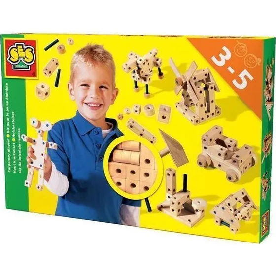 SES CREATIVE Kit pour le jeune ébéniste - 46 pièces en bois