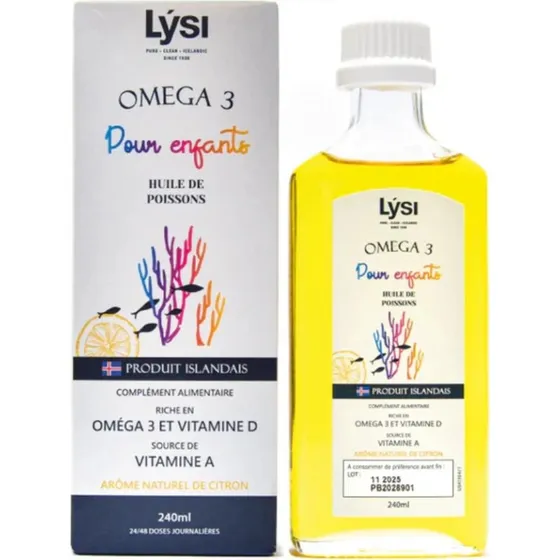 Lysi Omga 3 Enfants Huile de Poissons 240 mL