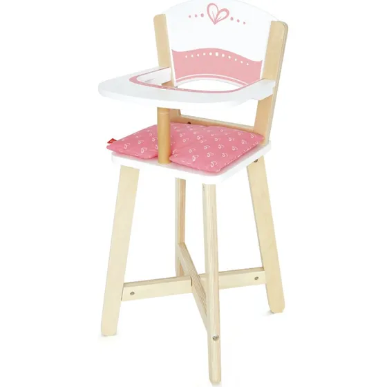 Hape Chaise haute pour poupée naturelle et rose E3600