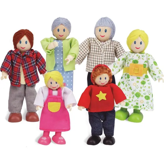 Hape Famille de poupes en bois joyeuse