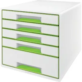 Leitz WOW Bloc de classement 5 tiroirs blanc/gris