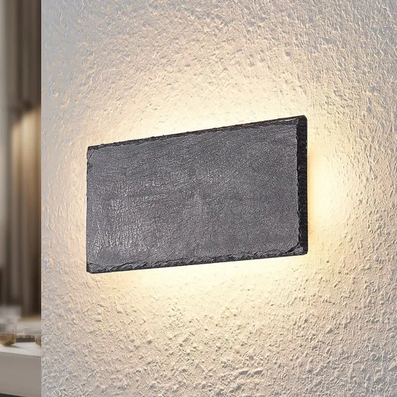 Applique murale LED Lindby Peetu - Ardoise et Fer - Dimmable