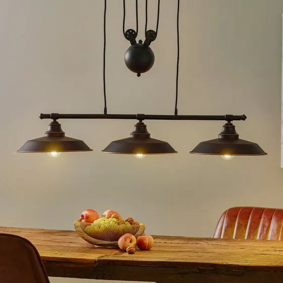 Westinghouse Suspension Iron Hill, Style Industriel, Noir, 3 Lampes