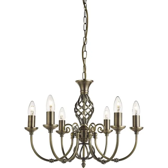 Searchlight Lustre Zanzibar 6 lampes - Laiton Antique
