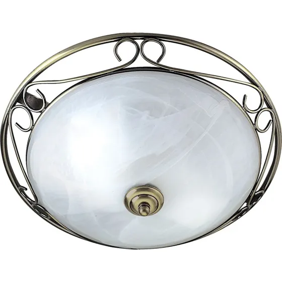 Searchlight Plafonnier ANNEKE en Laiton Antique et Verre Marbré