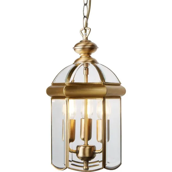 Searchlight Suspension Arlind, Laiton Antique et Verre, Dimmable