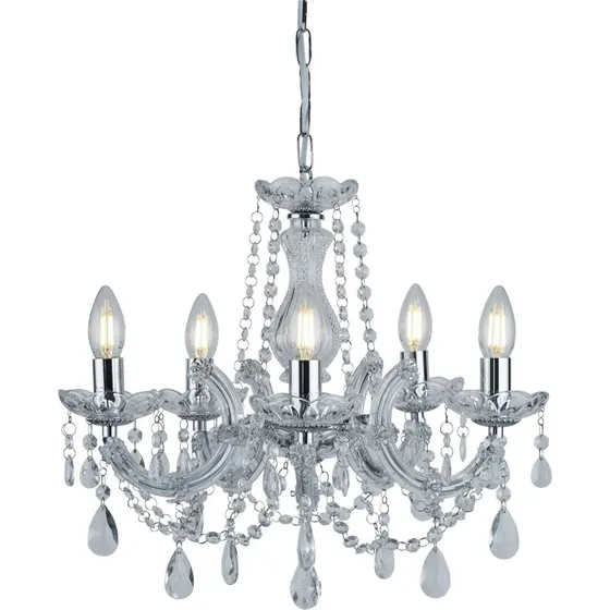Searchlight Lustre Marie Therese - Chrome, 5 Lampes, Ø 48 x 90 cm