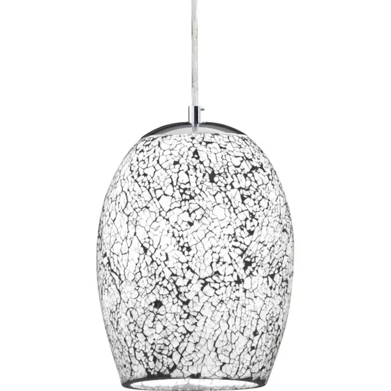 Searchlight Suspension Crackle en verre argenté et blanc