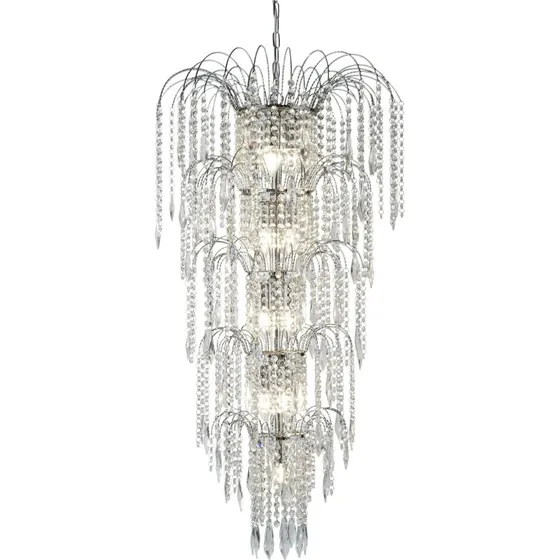 Searchlight Suspension Waterfall en Cristal et Chrome