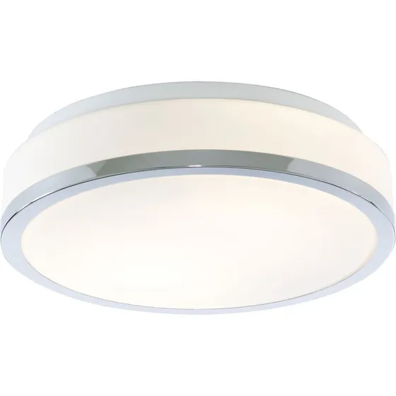 Searchlight Plafonnier Flush IP44 Chrome et Verre Opale, Ø 28cm