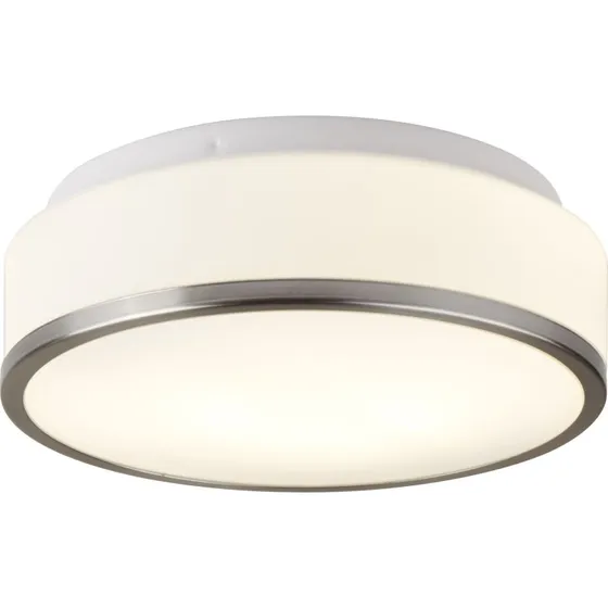 Searchlight Plafonnier Flush IP44, Argenté Satiné, Ø 28 cm