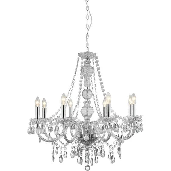 Searchlight Lustre Marie Therese - Chrome et Verre - 8 Lampes
