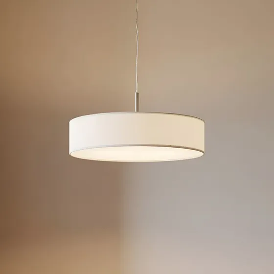 Suspension Lindby Sebatin Beige - Abat-jour en Tissu Ø 50 cm