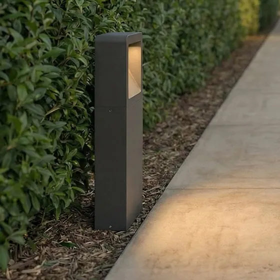 Lucande Lampe de Sol LED Leya, 35 cm, Anthracite, Aluminium IP54