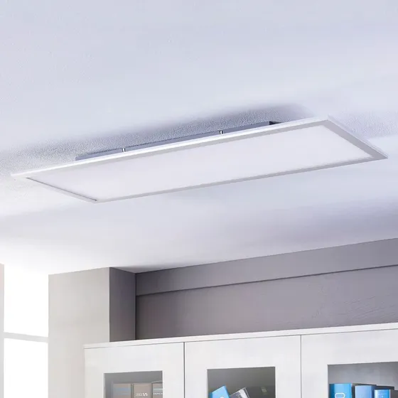 Lindby Panneau LED Livel 120x30cm - Blanc et Argent