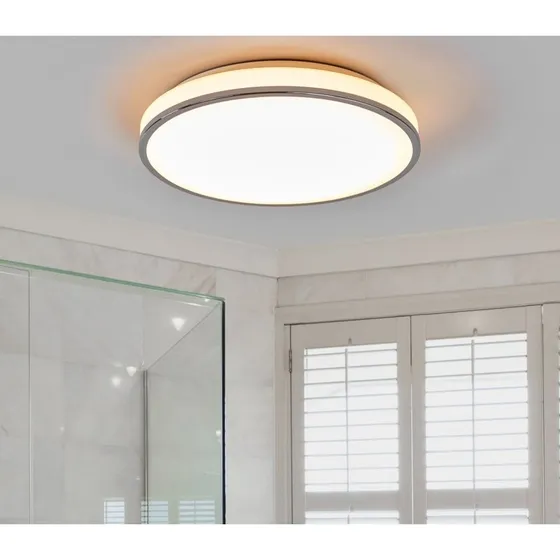 Plafonnier LED Lindby Lyss Blanc et Chrome - IP44