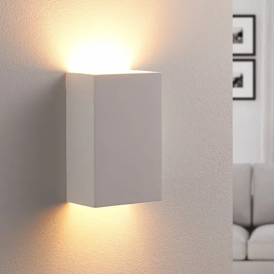 Lindby Colja Square - Applique murale moderne en plâtre blanc