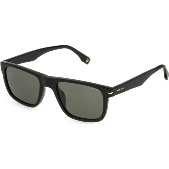 Police SPLQ83 CHAMP 14 Lunettes de soleil Carrées en Acétate Noir et Vert