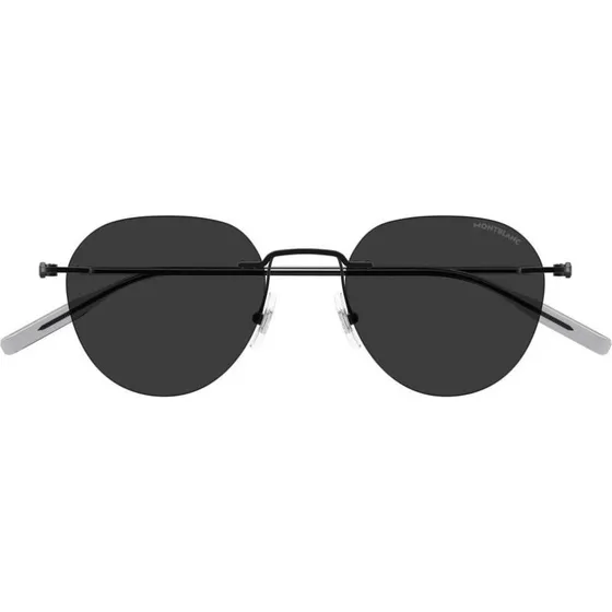 Montblanc MB0428S Lunettes de Soleil Rondes Noires et Grises