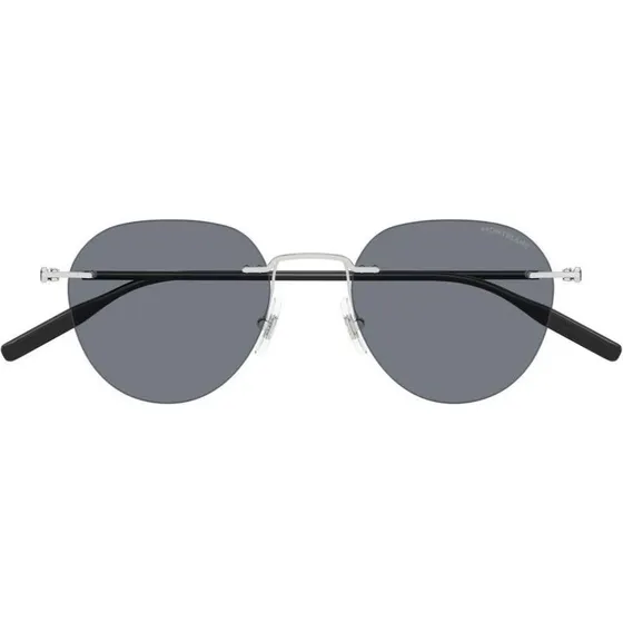 Montblanc MB0428S Lunettes de Soleil Rondes Argentées pour Homme