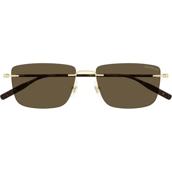 Montblanc MB0429S Lunettes de Soleil Carrées Dorées et Marron