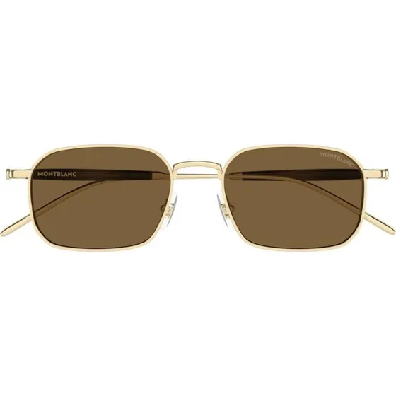 Montblanc MB0441S Lunettes de Soleil Homme Carrées Dorées Marron